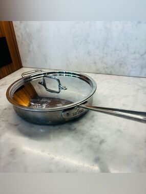 All clad Stainless Steel saute Pan with Lid - Silver